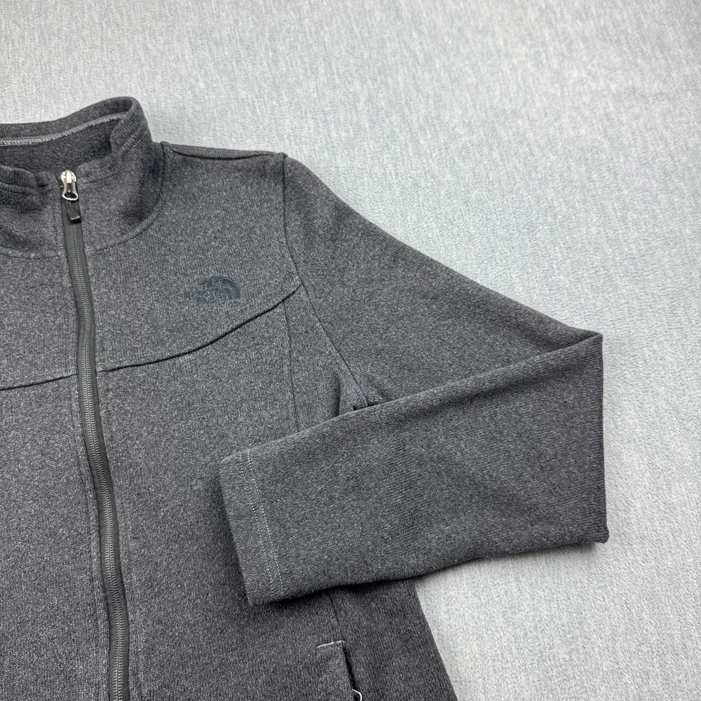 The North Face Sweater Womens Large Gray Fleece Full Zip Pockets Long Sleeve Top